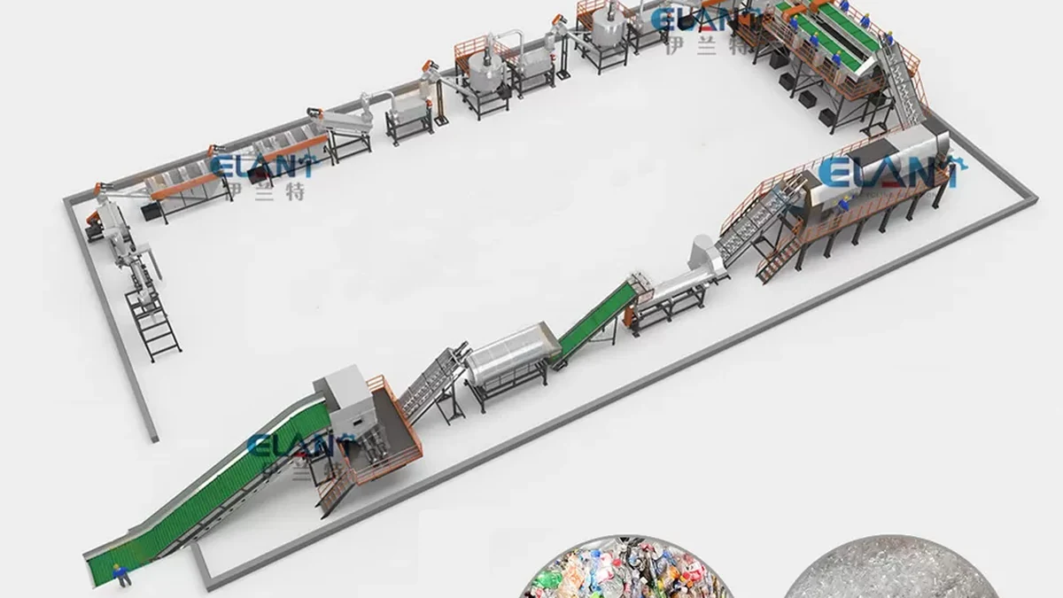 PET Bottle Washing Line Cost: A Complete Buyer's Guide | Elant Machinery PET bottle washing line complete system with conveyor, crusher, and hot wash tank